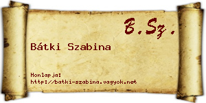 Bátki Szabina névjegykártya